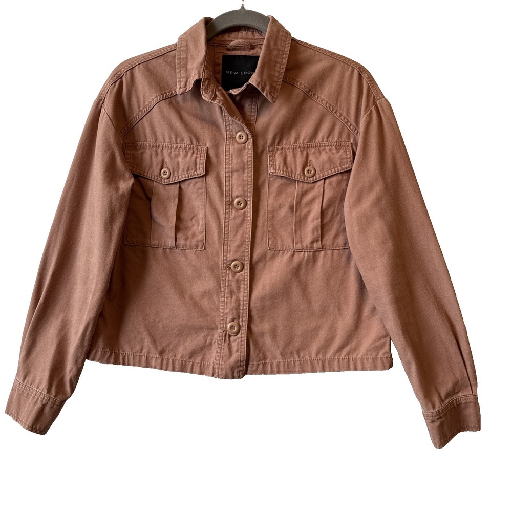 New Look Terracotta Pink Boxy Cropped Utility Denim Shacket 4 Gorpcore Chic Edgy